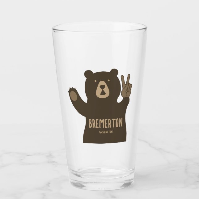 Copo De Pint Bremerton Washington Urso da Paz (Frente)