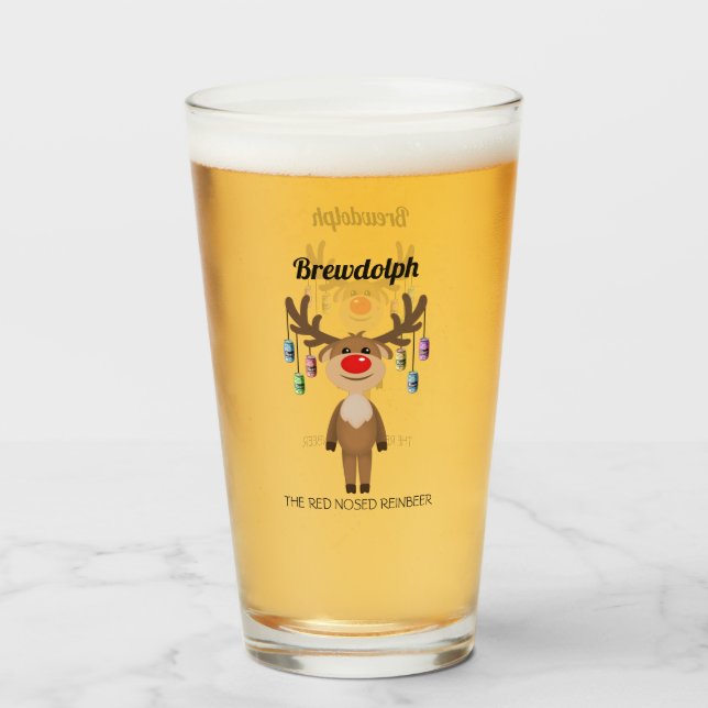Copo De Pint Brewdolph, a Reinber Vermelha Nosed (Frente (Preenchido))