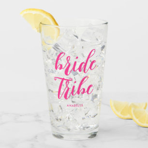 Copo De Pint Bridesmaid Rosa Quente do Script Moderno da Tribo