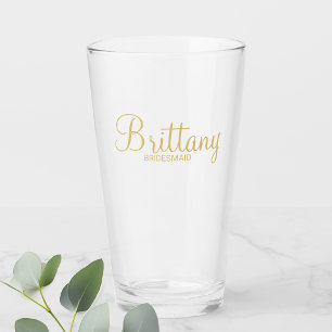 Copo De Pint Bridesmaids Personalizados de Script Dourado Moder