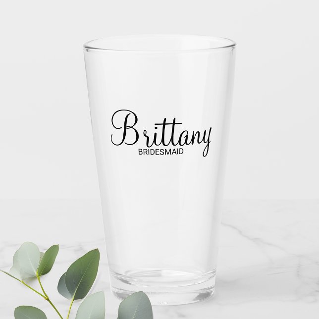 Copo De Pint Bridesmaids Personalizados de Script Moderno (Criador carregado)