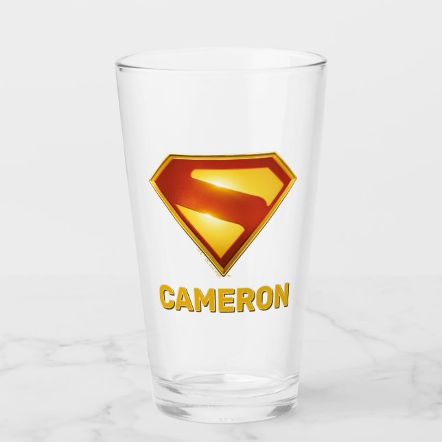 Copo De Pint Brilhante da blindagem S do Ouro Superman (Frente)
