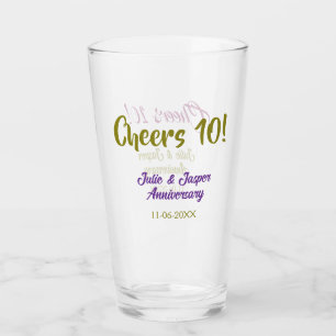 Copo De Pint Brinde ao 10º aniversário de casamento roxo dourad