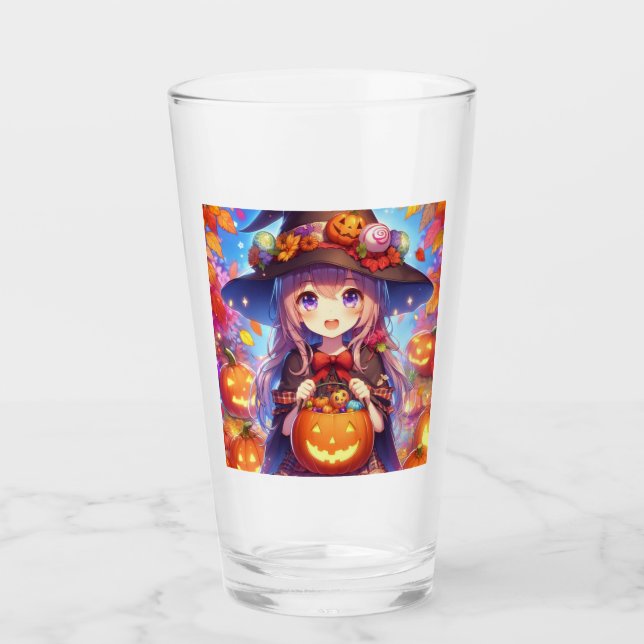 Copo De Pint Bruxa do Halloween do Anime Bonito (Frente)
