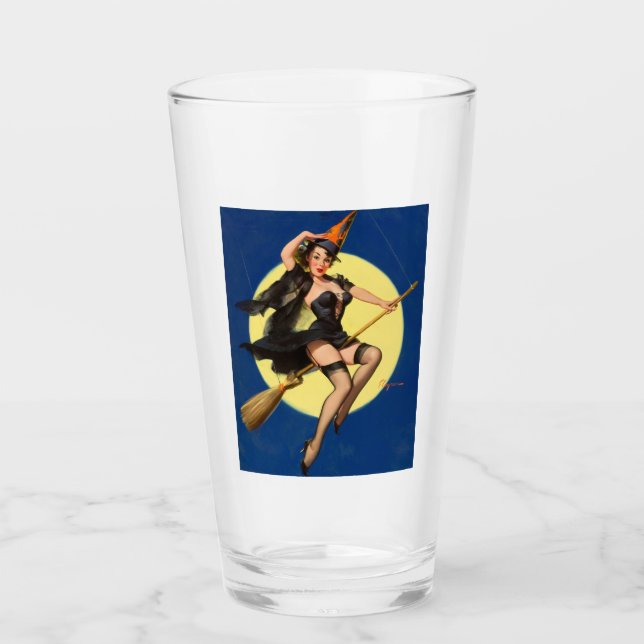 Copo De Pint Bruxa do Halloween Pin Up Girl Witch (Frente)