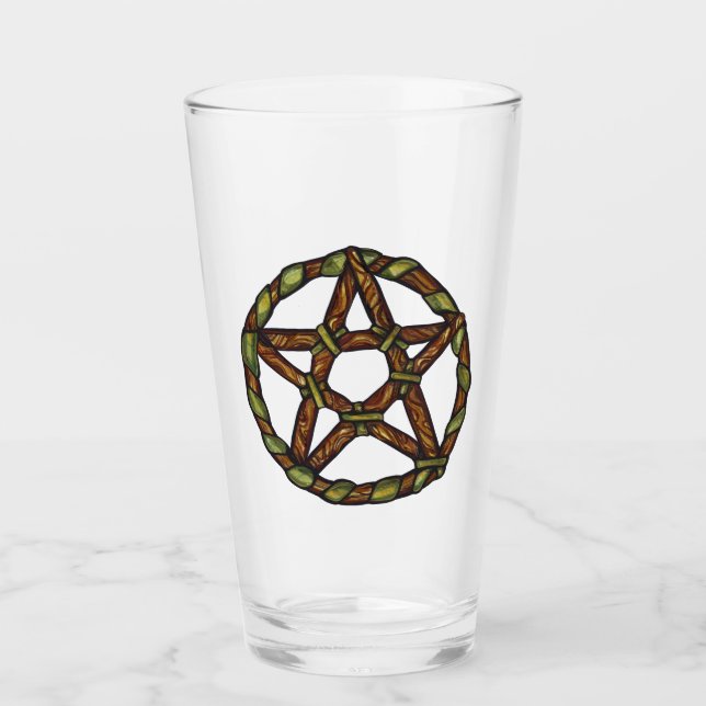 Copo De Pint Bruxa Verde Pagan Pentáculo Natureza Wicca (Frente)
