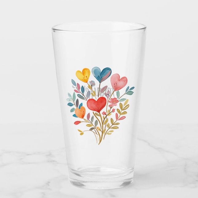 Copo De Pint Buquê de aquarelas com copas e folhas (Frente)