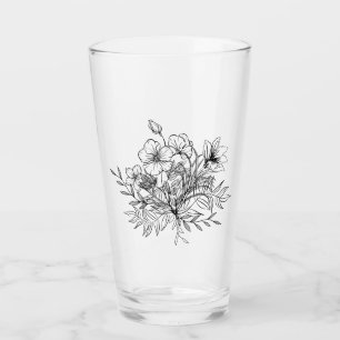 Copo De Pint Buquê Floral Minimalista
