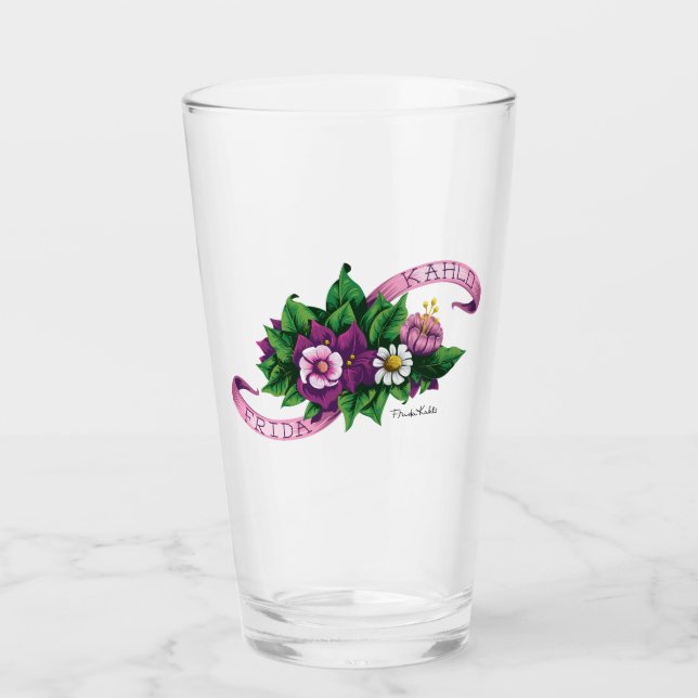 Copo De Pint Buquê floral roxo de Frida Kahlo | (Frente)