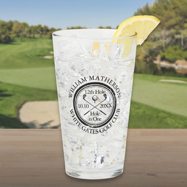 Copo De Pint Buraco de Golfe Clássico Personalizado (Classic Golf Hole in One Personalized Glass)