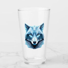 Copo De Pint Cabeça de Lobo Geométrico Azul
