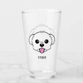 Copo De Pint Cachorro Branco Bichon Cachorro Esticando A Língua