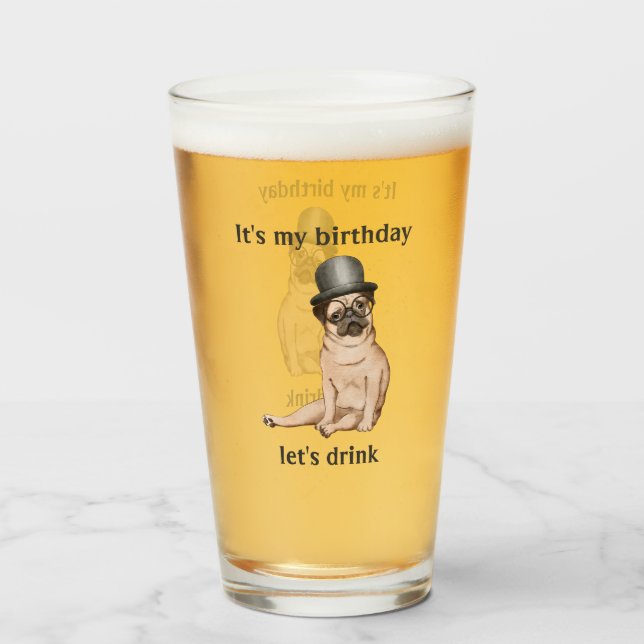 Copo De Pint Cachorro de Aniversário Bonito (Frente (Preenchido))