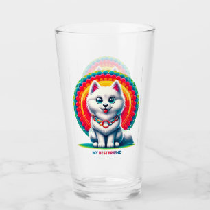 Copo De Pint Cachorro de Desenho Animado Fofo com Fundo Artísti