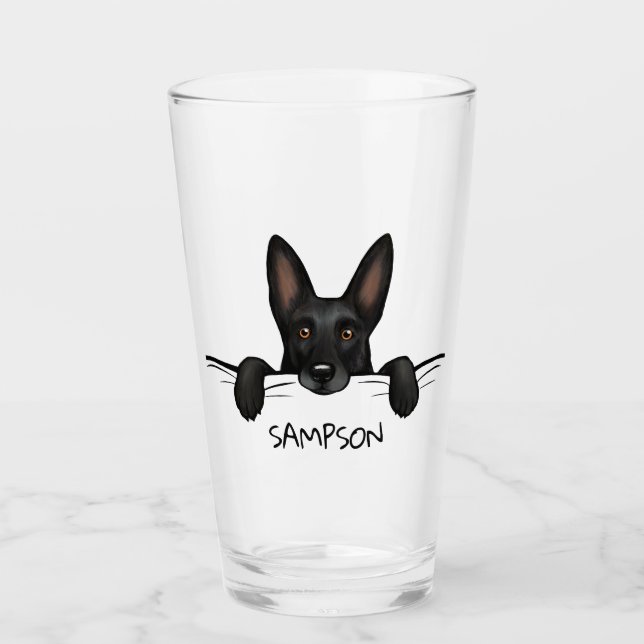 Copo De Pint Cachorro Negro German shepherd Personalizado (Frente)