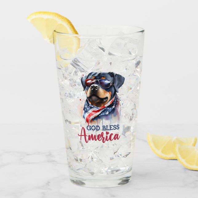 Copo De Pint Cachorro Patriota-Rottweiler (Gelo frontal)