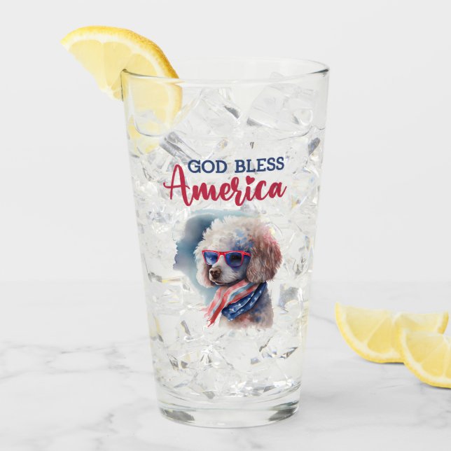 Copo De Pint Cachorro Patriótico-Poodle (Gelo frontal)