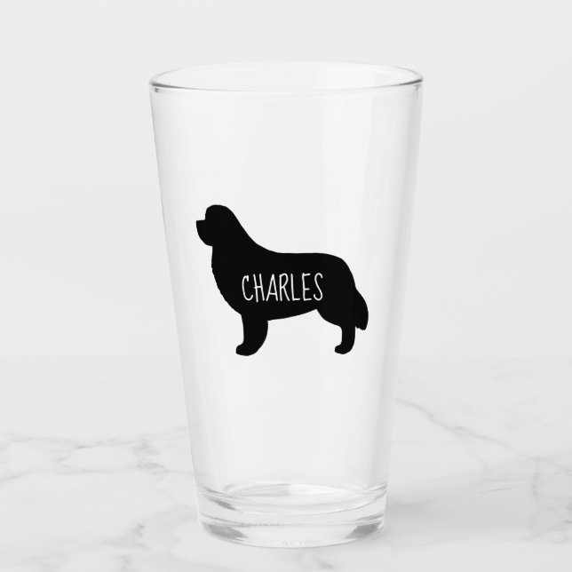 Copo De Pint Cachorro Personalizado da Terra Nova Silhouette (Frente)