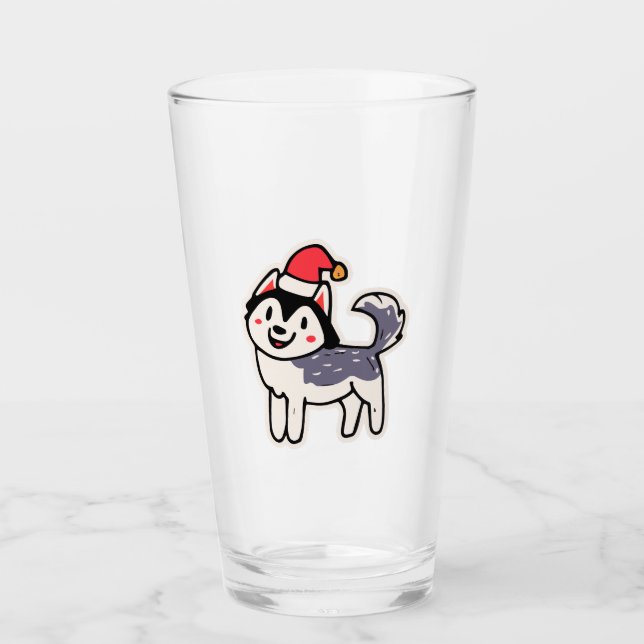 Copo De Pint Cachorro Rouco de Natal Lover Malamute (Frente)