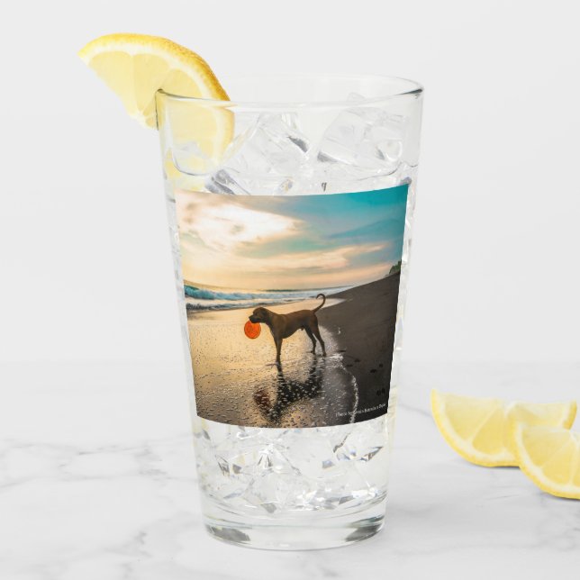 Copo De Pint Cães em jogo, de dois lados, (Gelo frontal)