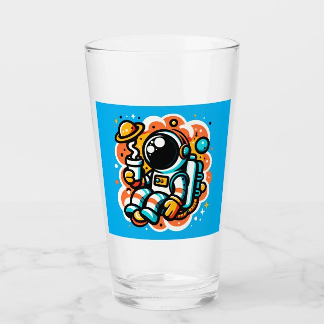 Copo De Pint Café de Bebendo astronauta - Cafeína Espacial Exte (Frente)