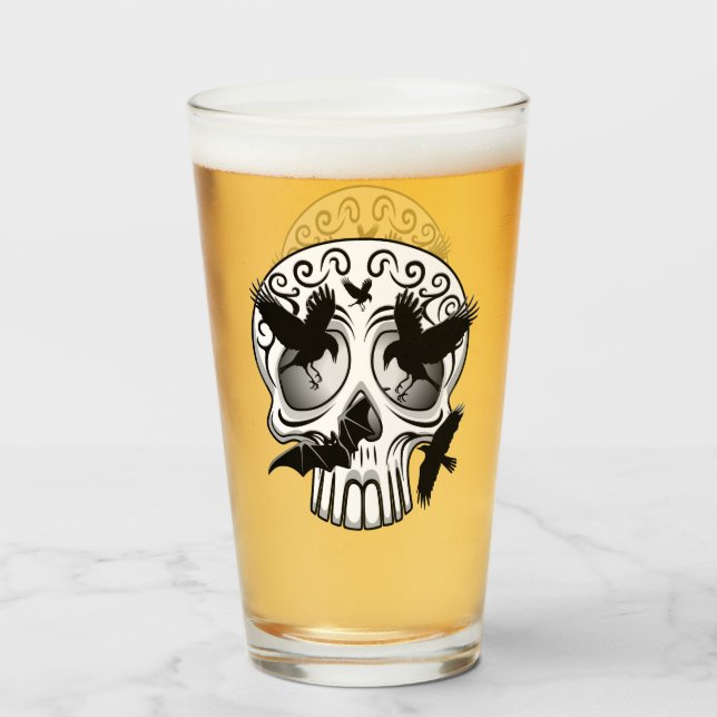 Copo De Pint Calaveras Decorativas do Halloween (Frente (Preenchido))