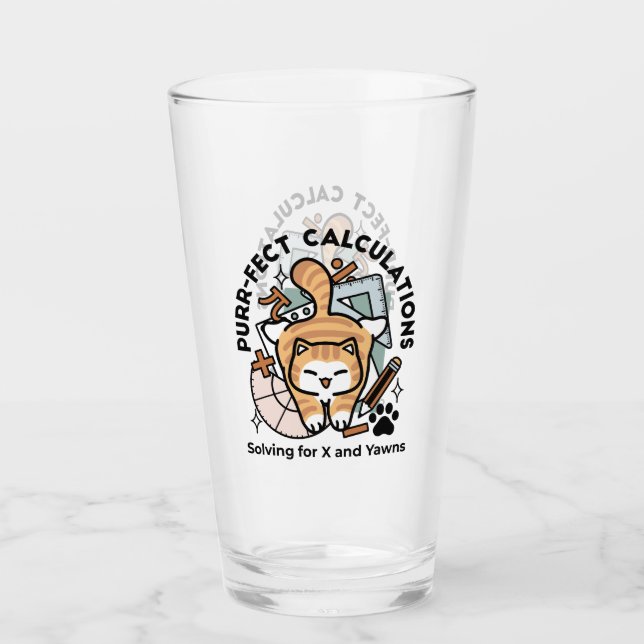 Copo De Pint Cálculos Perfeitos – Design de Gato de Matemática  (Frente)