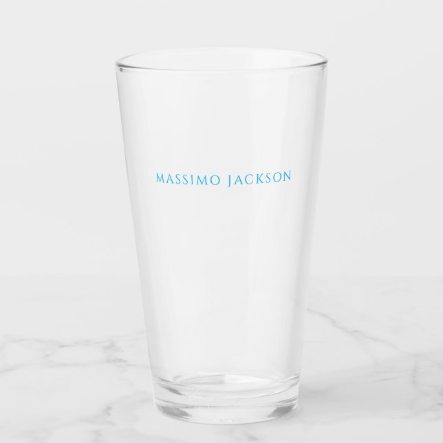 Copo De Pint Caligrafia Nome Script Simples Branco Azul (Frente)