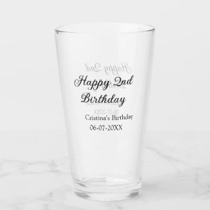 Copo De Pint caligrafia simples segundo aniversário feliz mínim
