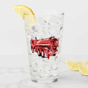 Copo De Pint Caminhão de Fogo Pintado com Óleo Vermelho,