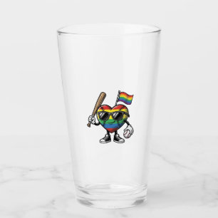 Copo De Pint Camisa de Orgulho de Beisebol Coração Arco-íris Vi