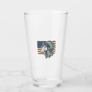 Copo De Pint Camisa Patriótica de Cavalo Bandeira Vintage Vetor