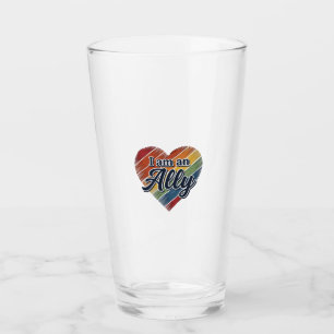 Copo De Pint Camisa Vetorial Coração Aliado Arco-íris Design_1