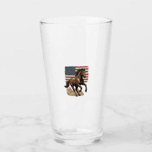 Copo De Pint Camisa Vintage com Cavalo Galopante e Bandeira Ame