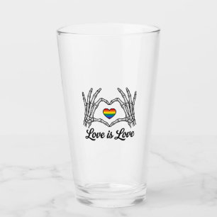 Copo De Pint Camiseta Amor É Amor Coração Arco-Íris Mãos de Esq