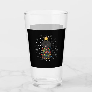 Copo De Pint Camiseta Clássica Árvore de Natal Poodle Toy Preto