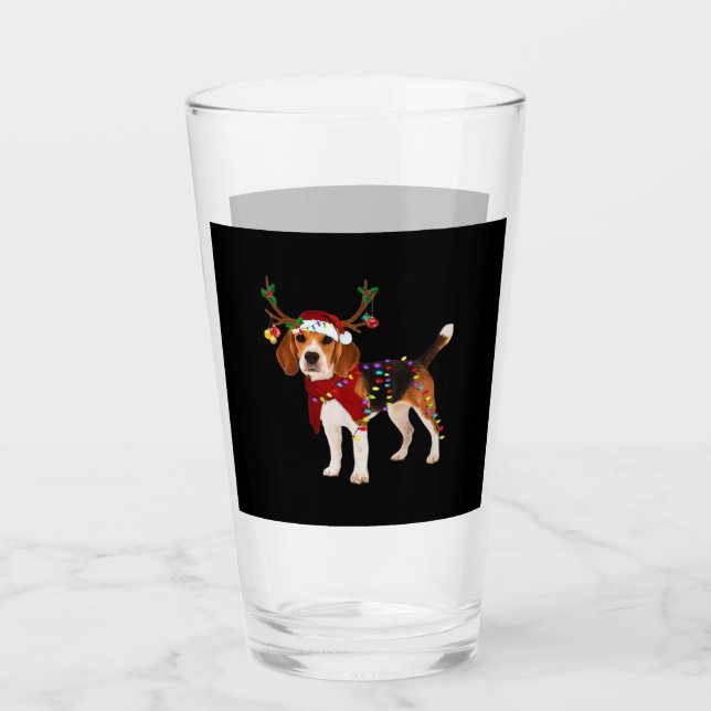 Copo De Pint Camiseta Clássica de Natal de Beagle (Frente)