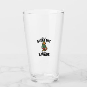 Copo De Pint Camiseta com Desenho de Gravura Vintage Savage Dog