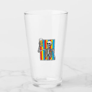 Copo De Pint Camiseta com Gravação Vintage de Cerveja Esqueleto