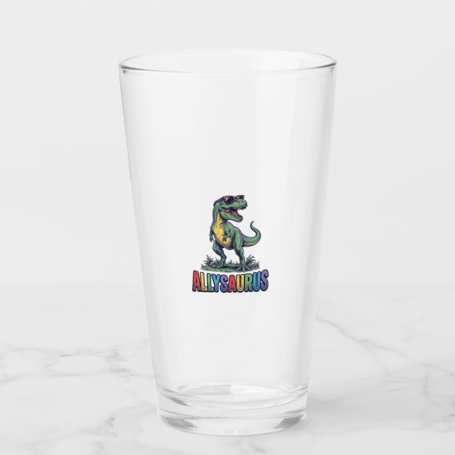 Copo De Pint Camiseta de óculos de sol de dinossauro Allysaurus (Frente)
