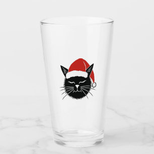 Copo De Pint Camiseta Natal Gato Fã Papai Noel Homens Mulheres