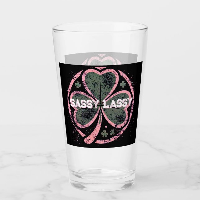 Copo De Pint Camiseta Tinta Rosa Sassy Lassy Grunge (Frente)