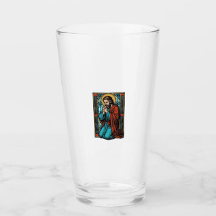 Copo De Pint Camiseta Vetorial Figura Religiosa Orando Vintage 