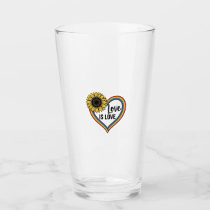 Copo De Pint Camiseta Vetorial Vintage Coração de Girassol Amor