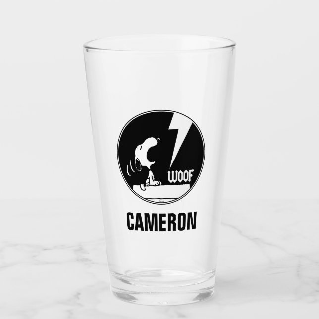 Copo De Pint Camisetas Rock | Snoopy Howling | Adicione seu nom (Frente)