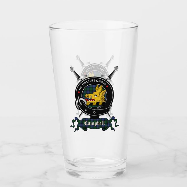Copo De Pint Campbell Clan Crachá Pint Glass (Frente)