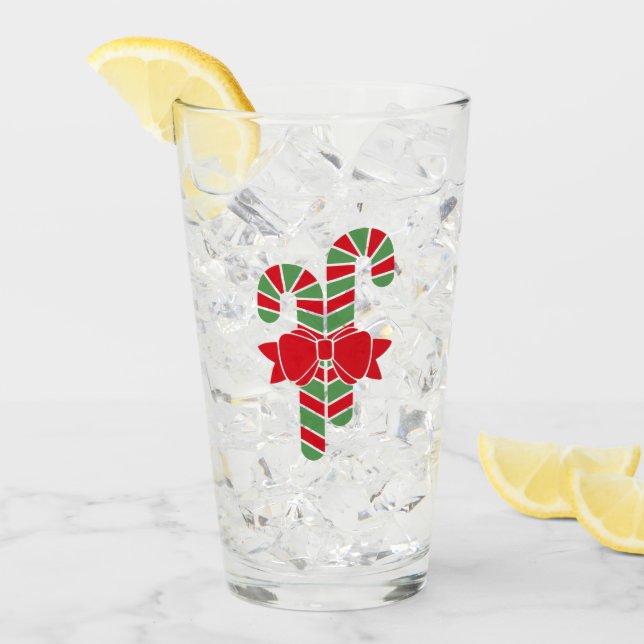 Copo De Pint Canas de Natal Vermelhas e Verdes Personalizadas (Gelo frontal)