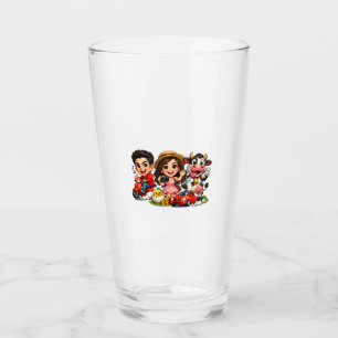 Copo De Pint Caneca de Amigos e Vaca de Caricatura de Desenho A