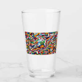 Copo De Pint Caneca de Vidro com Bola de Futebol e Bandeira das