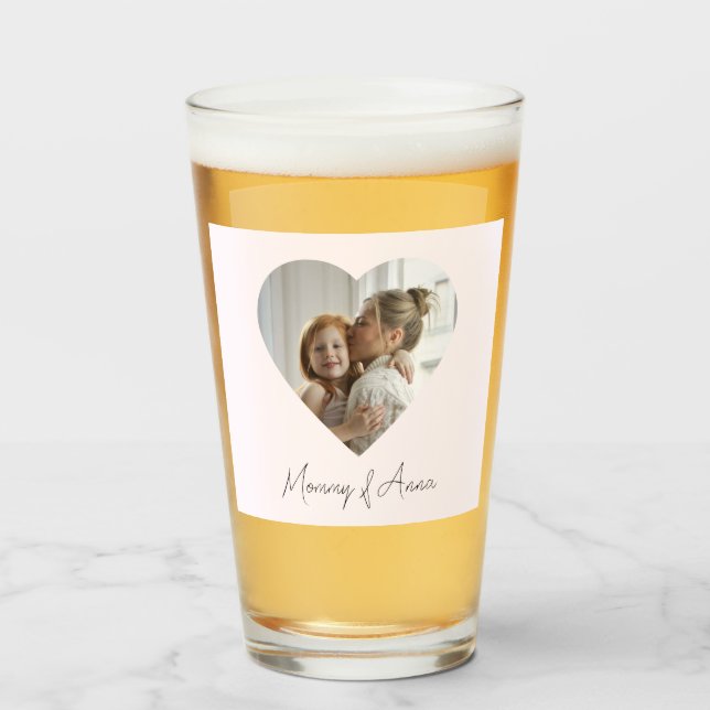 Copo De Pint Caneca de Vidro Personalizada para Mãe | Nome e Fo (Frente (Preenchido))